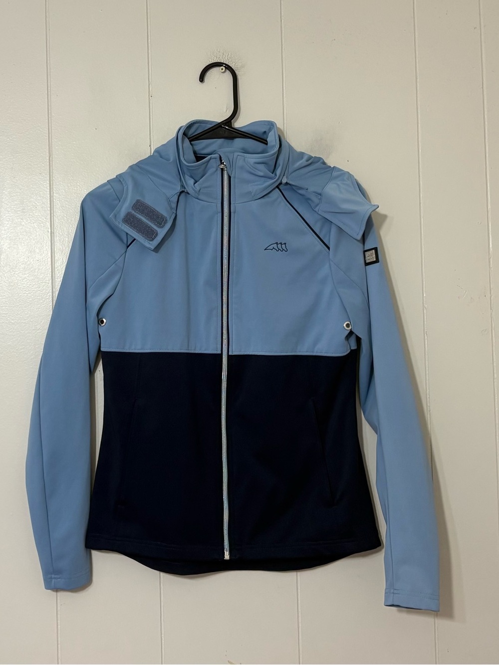 Equiline Two Tone Softshell Equestrian Riding Jacket Hooded Blue Navy Size S